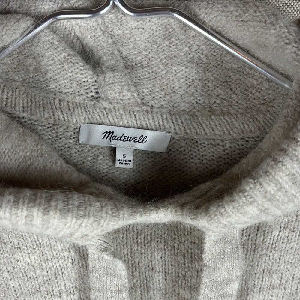 Madewell > Wilmington Wool Cream Hooded Sweatshirt Small - Picture 3 of 13